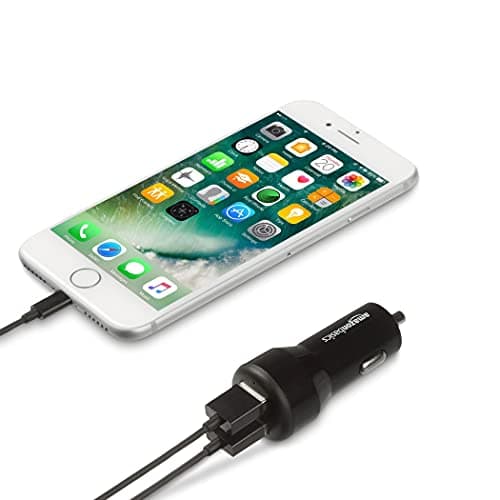 AmazonBasics 4.8 Amp/24W Dual USB Car Charger for Apple and Android Devices, Black 2