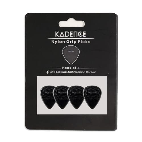 Kadence NG1.80 Jamming Series Nylon Guitar Picks (Pack of 4) | 1.80mm Plectrums | Anti-Slip Grip for Precision Control | For Acoustic, Electric & Bass Guitars | Black 3