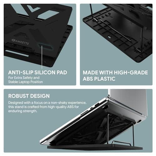 Amkette Ergo View Laptop Stand with 7 Adjustment Levels for laptops up to 39 cm (12 inch /13 inch /14.1 inch /15.6 inch) (Black) 3