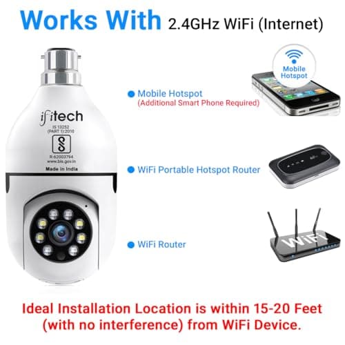 IFITech 2MP & 3MP WiFi Bulb Camera, Indoor CCTV Camera – WiFi Connectivity | 360° Coverage | Two-Way Audio | Colorful Night Vision | Perfect for Home, Shop, Godown & Office Monitoring (Combo Pack) 5