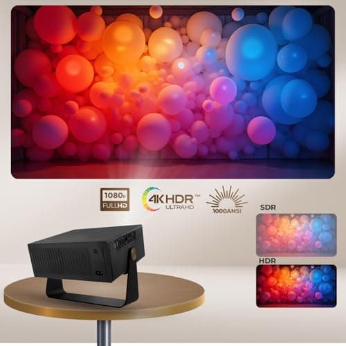 WZATCO Yuva Blaze, Android 13, Smart Home Projector 4k Ultra HD, Native 1080P Fully Automatic, 1000 ANSI Lumens, HDMI ARC, WiFi 6 & BT, Screen Mirroring, Portable Room Cinema, 270° Rotate, Black 6