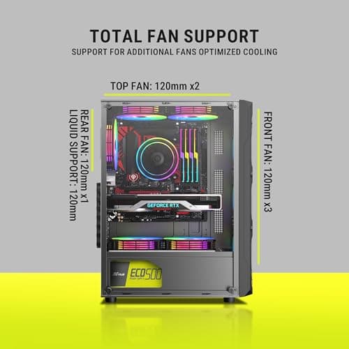 Ant Esports VM50 ARGB Mid-Tower Computer Case/Gaming Cabinet - Black | Support Micro ATX, M-ATX, ITX | Built-in USB 3.0 Port and Pre-Installed 4 ARGB Case Fans 5
