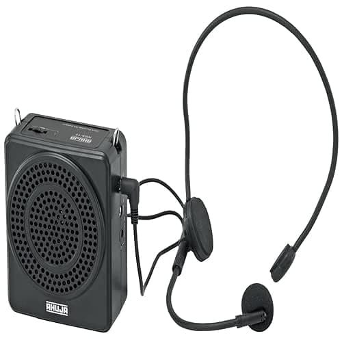 Ahuja NBA-15 Portable Rechargeable Speaker with 1 No Neckband Microphone, Black, 340GMS