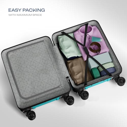 Safari Pentagon Pro 8 Wheels Spinner Checkin Trolley Bag, Hard Case Polypropylene 360º Wheeling Luggage for Men & Women, Suitcase Bag for Travel, Cyan, 65 cm, Medium Size 5