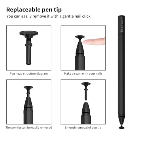 STRIFF Universal Capacitive Stylus, High-Precision Capacitive Pen for Touch Screen Devices (iPad, X/ 8/8 Plus, Samsung Galaxy Note 8 and More) Black 2