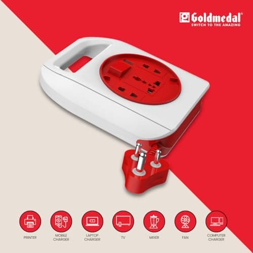 Goldmedal Sliq 3 Pin Plug with 4-Meter Cable Extension Cord | Master Switch & LED Indicator | Universal Socket | Ultra-Smooth Rotation Extension Board for Home and Office 3
