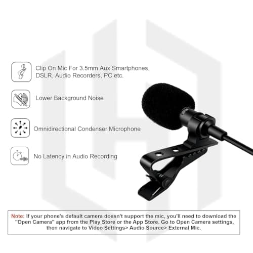 Humble HB-M01 Wired Lavalier Microphone, Clip-On Condenser Lapel Mic with 3.5mm Jack for Android Phones, PC & Laptop–Ideal for YouTube/Vlogging/Interviews/Livestreaming & Video Recording (1.5m Cable) 2