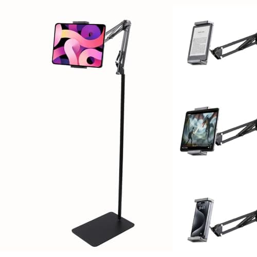 TechMaven Overhead Mobile Stand for Reading & Video Recording | Extra Long Adjustable Phone Holder | 1/4 Inch Mount & Dual Clamp Base | Flexible Smartphone Stand for Desk Bed Office & Content Creation
