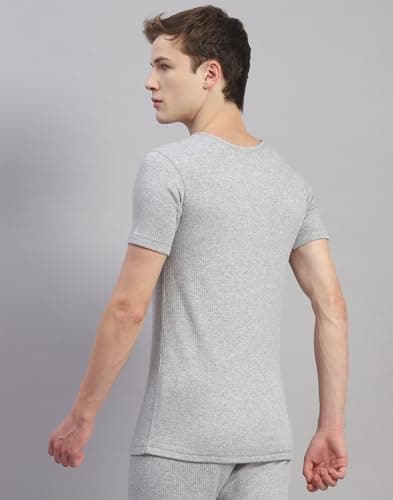 Monte Carlo Mens Solid Grey Round Neck Half Sleeve Thermal Vest (6240M2GR-0-42) 4