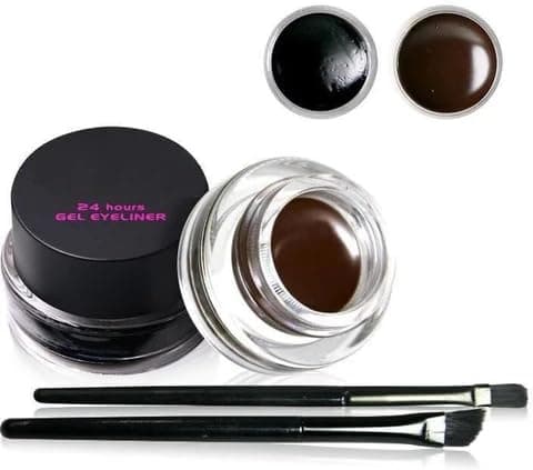 2 In 1 Jet Black Waterproof Matte Gel Kajal And Powder Cake