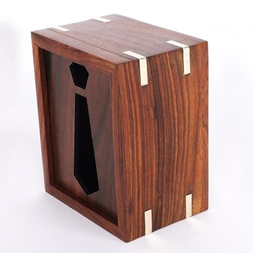 Explore India Crafts Wooden Tie Storage box single tie box Display case for Gift for wedding, Office Gift, Corporate Gift 2
