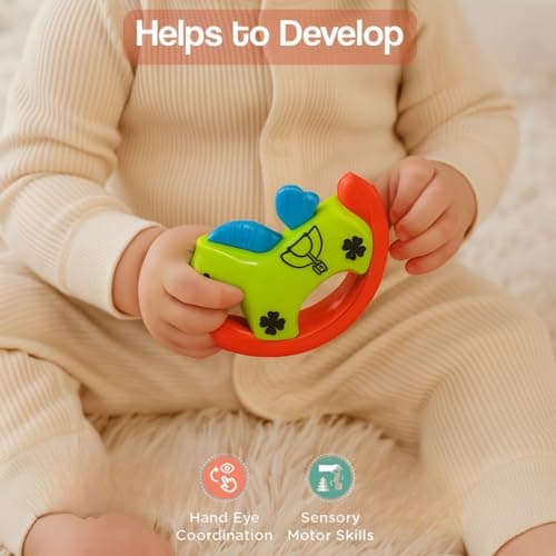 Mini Wonders Baby Rattle Set of 7 | Newborn Rattle Gift Set for Boys & Girls | Safe & Colorful Infant Toys for Early Learning & Sensory Play | Ideal Gift Pack for 0-12 Months Babies 2