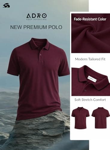 ADRO Mens Polo Tshirt | Airtex Cotton Matty Fabric | Regular Fit | Breathable, Durable & Premium Casual Solid Maroon Polo T-Shirt for Men | PN26-TP-PLN-MR-L 3