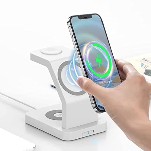 SKYCELL 3 in 1 Wireless Charger Compatible for Apple iPhone 15/15 Plus/15 Pro/15 Pro Max, iPhone 14/14 Plus/14 Pro/14 Pro Max,13/12, Airpods 3rd/2nd gen, Series 9 White Magnetic (23W) 2