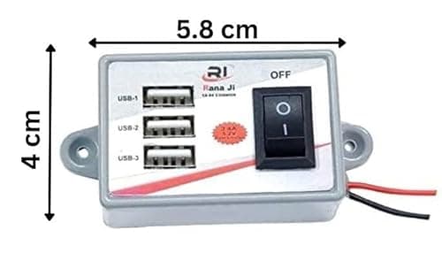 ERH India 12v/24v 3 USB Mobile Phone Charger with 52MM Battery Clip Adapter for Portable Power Banks, Mobile Phones, Tablets and iPads etc. 2
