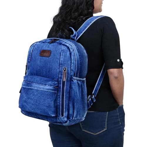 ZAINTO Denim Backpacks for men and women Stylish Outdoor Travel Commute Daypack Large Capacity Schoolbag College Students Junior High School Students Bookbag 2
