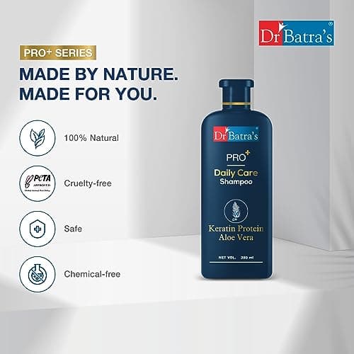 Dr Batra's® PRO+ Daily Care Shampoo| With Aloevera & Keratin Protein|Mild Shampoo, Sulphate & Paraben Free|Daily Care Natural Protein Shampoo, protects from daily tear|Suitable for Men & Women, 350ml 2