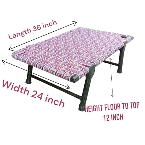 Nattnak Elevated Foldable Dog Bed (36x24x12 Inch) | All-Seasons Comfort | Breathable Nylon Niwar Mesh | Strong Iron Frame Cot Bed for Dogs & Cats | Anti-Skid, Waterproof, Durable Pet Bed | Multicolor 2