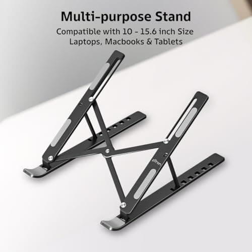 pTron DeskMate M1 15.6" Laptop Stand, 7 Adjustable Height, Metal Alloy, Foldable, Portable Tabletop Laptop/Desktop Riser Stand Holder Compatible for MacBook, HP,Dell,Lenovo & All Other Notebook(Black) 3