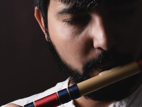 Radhe Flutes | PVC Fiber | C Sharp | Right Handed | Dark Blue & Red Threads | Assorted Colours for Velvet Cover + Complete Flute Beginners Online Course In Hindi and English 2