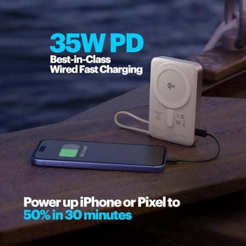 Stuffcool Odin 10000mAh Qi2 MagSafe Powerbank with 15W Wireless Charging, 35W PD Wired Output, Built-in Type-C Cable, Stand, Digital Display, for iPhone, Pixel, Samsung, AirPods 4