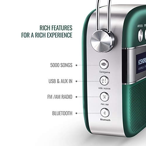 Saregama Carvaan 2.0 Hindi Portable Music Player 5000 Pre-Loaded Songs with Podcast, FM/BT/AUX (Emerald Green) 3