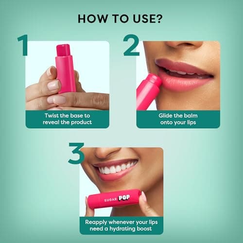 SUGAR POP Nourishing Lip Balm | Castor Oil, Shea Butter & Avocado Oil | Hydrating | 4.5gm- 02 Cherry 4