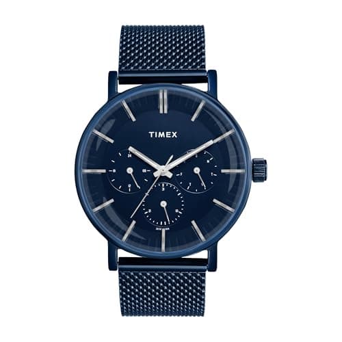 TIMEX Analog Watch for man with Blue Round Dial & Blue Stainless Steel Bracelet Band Water Resistant Men's Wrist Watches - TWEG25704