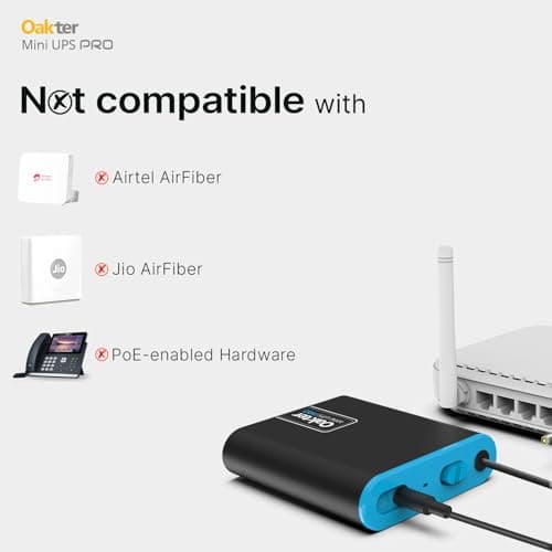 Oakter Mini UPS PRO for High Capacity WiFi Routers 12V & Upto 3A | Battery 4000 mAh | Power Backup Upto 8 Hours | Support Jio, Airtel & Other Routers | Current Surge & Deep Discharge Protection | 5
