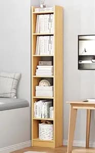 Lukzer 6 Layer Engineered Wood Bookshelf Multipurpose Home Decor Storage Rack | MR-005/Light Oak | Showcase Organizer for Living Room, Kitchen, Bedroom (180 x 33 x 24cm) DIY (Do It Yourself)