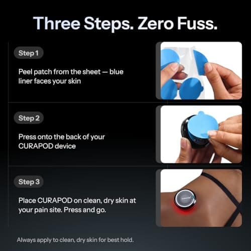 Curapod Adhesive Patches – Medical Grade, Skin-Friendly, Double-Sided | 50 Patches | Compatible with CURAPOD Pain Relief Device 4