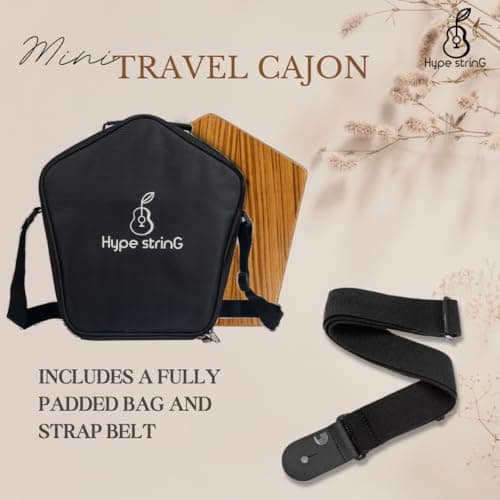 Hype String Mini Travel (Double-Sided) Cajon || Made of Solid Teak Wood With Cover Bag and Strap 5