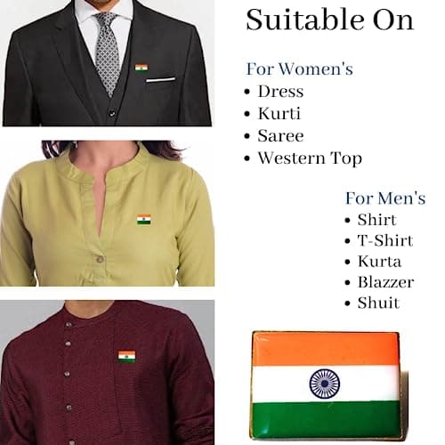 THE BIG INDIA Indian Flag Magnet Badge, Lapel Pin, Brooch, with Magnet for Child, Men's & Women's Govt. Army etc All Clothing - 30 X 20 Mm (4) 3