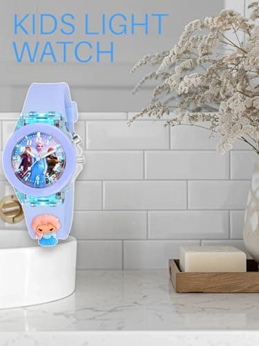 GOLDENIZE FASHION Kids Analog Multicolour Glowing Disco Light Waterproof Boys & Girls with Silicon Strap- Watch for Gift Girl's and Boy's Children Watch (Purple Frozen) 2
