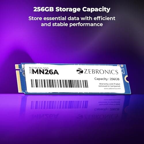 Zebronics 256GB M.2 NVMe SSD, 2280 Form Factor, 2200MB/s Read & 1600MB/s Write, Faster Than SATA SSD, High Performance Storage, Low Power Consumption, Silent Operation, S.M.A.R.T Support (MN26A) 2