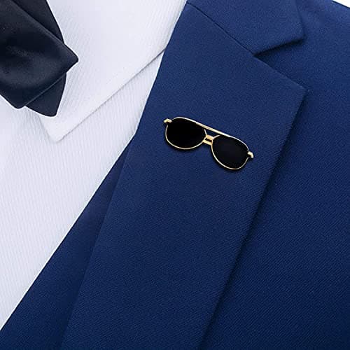 M Fabrics Stylish Sunglasses Shape Lapel Pin Brooch for Men and Women for Suits Blazers Sherwanis Kurtas Jackets and Formal Wear Gold Finish 4
