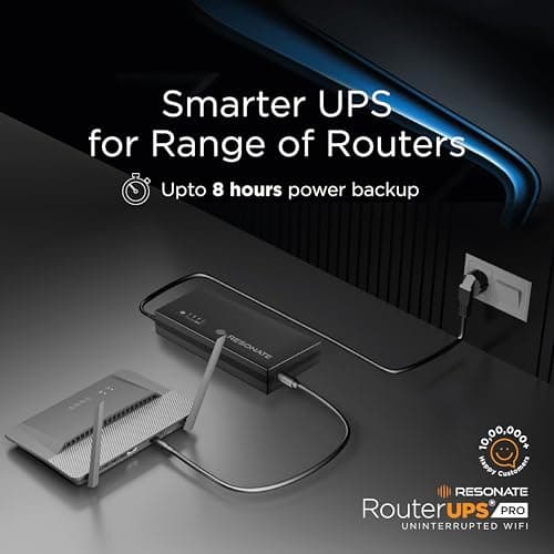 Resonate RouterUPS® Pro (100% Extra Backup)| 10400mAh Mini UPS Power Backup for 12V WiFi Router & Modem (Supports upto 3A) | Upto 8 Hours with Multi-LED Indicator| Jio Fiber, Airtel Xstream Compatible 2