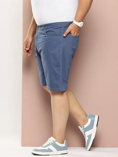 Thomas Scott Men's | Regular Fit | Plus Size | 100% Cotton | Breathable Fabric | 5 Pockets | Shorts for Men(TSS098_Blue_44) 3