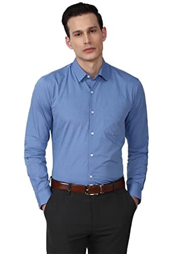 Men Blue Regular Fit Formal Full Sleeves Formal Shirt