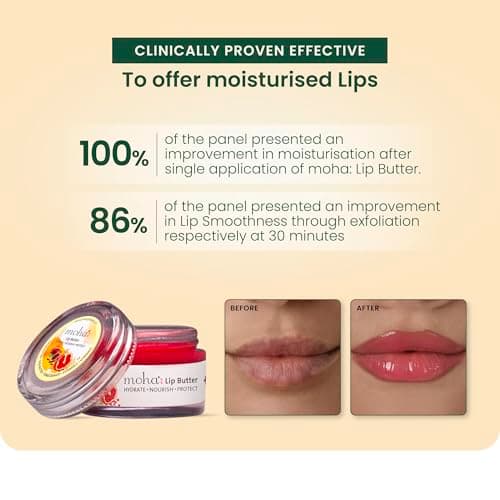 Moha Lip Butter for Dry & Pigmented Lips | Balm with Cocoa & Shea Butter, Pomegranate, Vitamin C & E | Heals Chapped Lips, Deep Nourishment, Clinically Proven Long Lasting & Brightens Tone | Reduce Pi 2