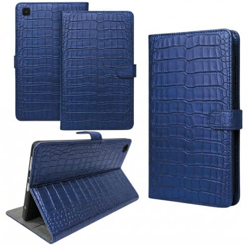 fonfox Premium flip Cover Compatible with Samsung Galaxy A7 LITE 8.7 INCH Tablet | Premium Croc Texture Leather Case with Magnetic Lock & Stand | Shockproof Protective Wallet Case (Blue)