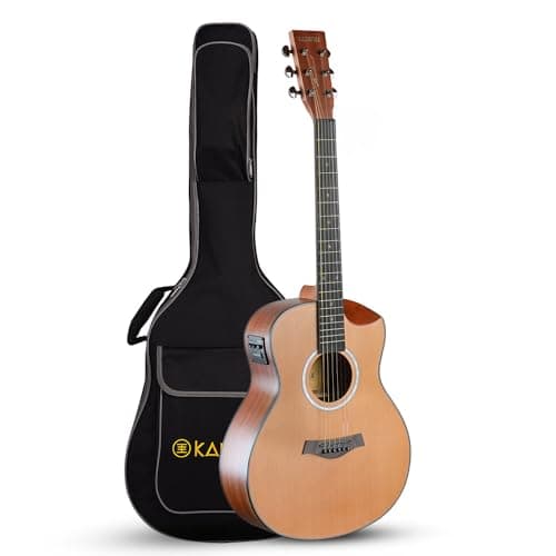 Kadence SHM02 Slowhand 38" Electro Acoustic Guitar | Dreadnought Demi Cutaway | Travel Friendly | Cedar Wood | Built-in Pickup + 2 Band EQ | Comes with Bag | Includes Learning Course | Natural