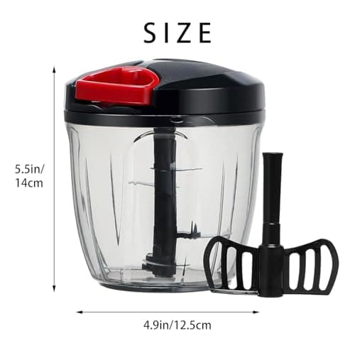 Velaniyu Multipurpose Vegetable Chopper for Kitchen | Manual Food Chopper Cutter with Sharp Stainless Steel Blades |Easy to Use, Time Saving Kitchen Tool 1000ml (Black) 2