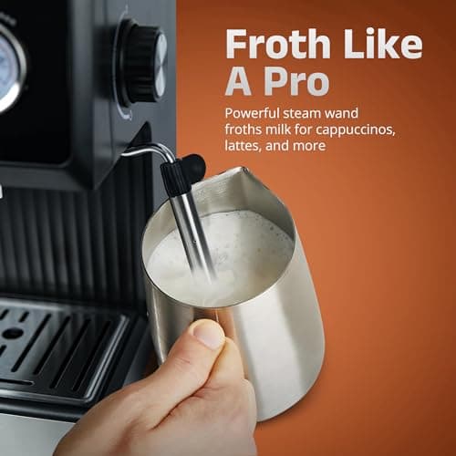 IBELL Espresso Coffee Machine for Home,20 Bar Pressure Pump,Touch Controls,Milk Frother Steam Wand,Temperature Control System, Espresso,Cappuccino, Americano & Latte Maker,1200W, 2-Year Warranty 4