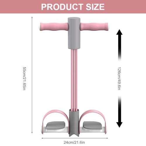 Optifit® 6-Tube Elastic Yoga Pedal Puller Resistance Band, Fitness Tension Rope with Wider Pedal, Pull Reducer Training Bands, Leg Exercise Equipment, Stretching Band for Abdomen/Waist/Leg, Pink 2