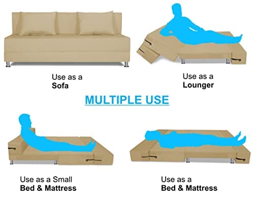 Adorn India Easy Alyn Plus Decent 4 Seater Sofa Cum Bed (6X6) (Beige) (1 Year Warranty) 3