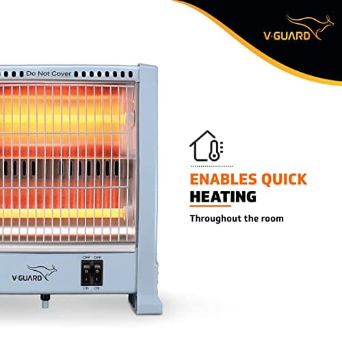 V-Guard EQT 400 watt-800 watt Quartz Room Heater | Noise-free Performance | Enables Quick Heating | 1 Year Warranty, Grey 4