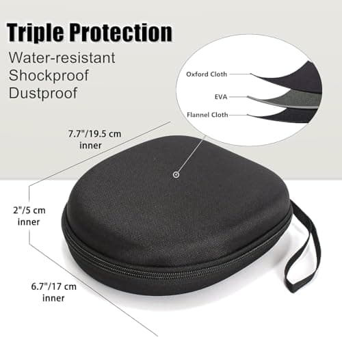 VERTUS Headphone Carrying Hard Storage Bag Case Cover Compatible for Skullcandy Hesh ANC, Crusher Evo, Bose QC45 QC35 II, Sony WH-CH520, 510, 710, 720NC, JBL Tune 510BT, Black 5