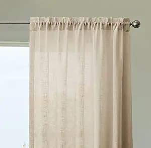 HOMEMONDE Sheer Curtains Window 5 Feet Long Panels - Transparent Set of 2 Curtain with Rod Pocket Top Living Room, Office Decoration, 60 Inches - Beige - Solid