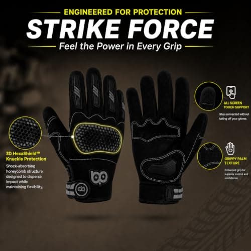 BADOWL Hexa Bike Riding Gloves – Full Knuckle Protection, Anti-Slip 3